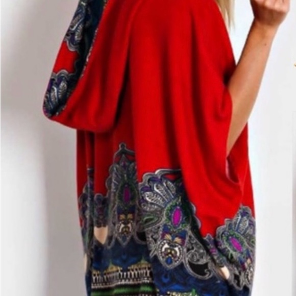 Davi & Dani Poncho one size Ted boho paisley poncho jacket - Picture 4 of 6
